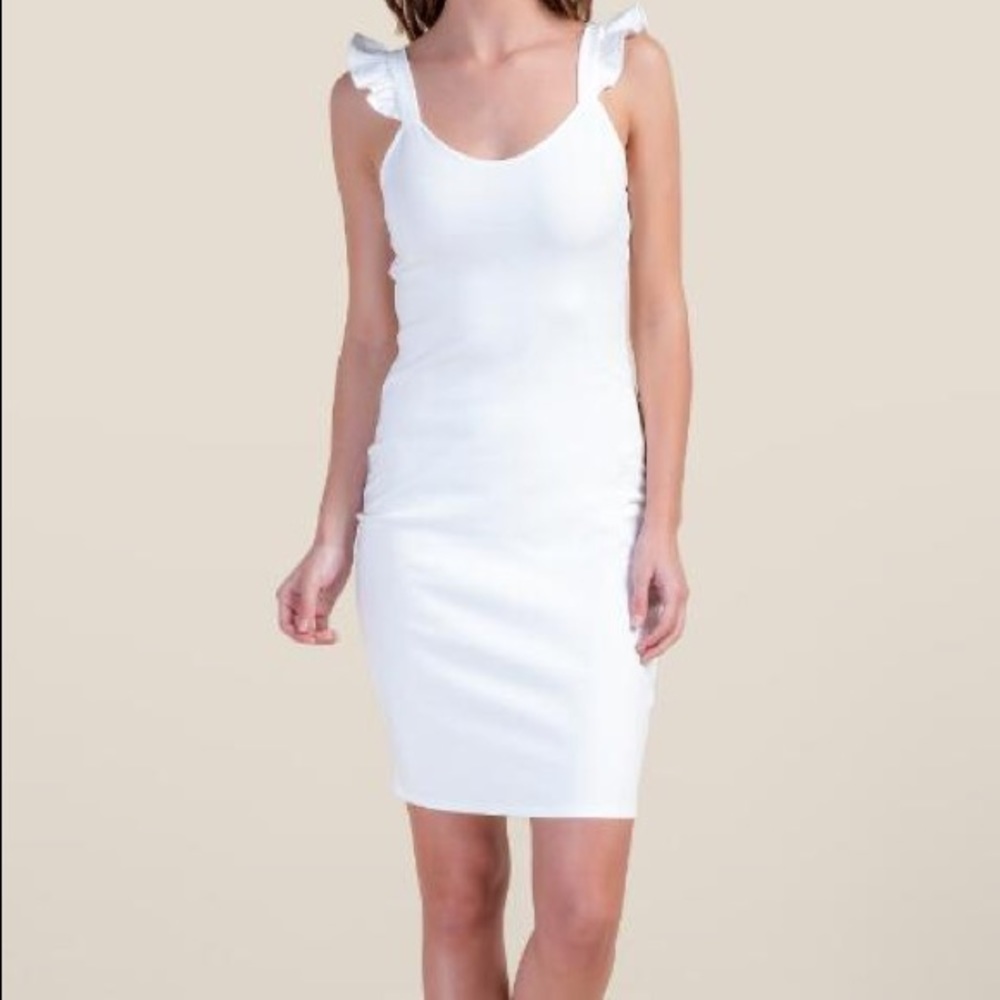 NWT-  Courtney Flutter Sleeve Midi Dress/ White